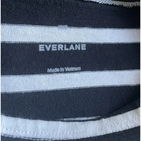 Everlane Mini Dress Size XXS Mariner Navy Blue Striped Organic Cotton Minimalist - Picture 5 of 5